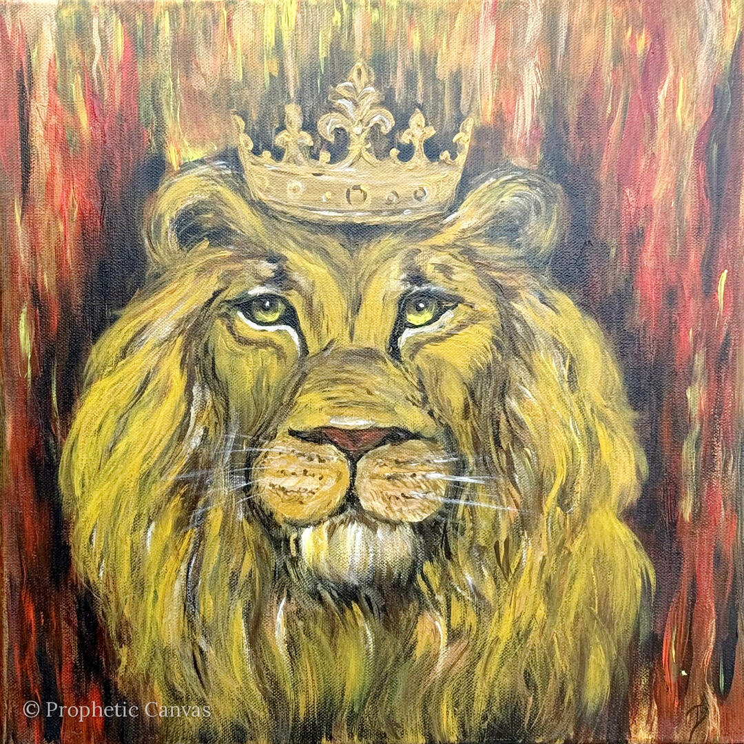 Prophetic painting: lion with a crown – Lion of the Tribe of Judah